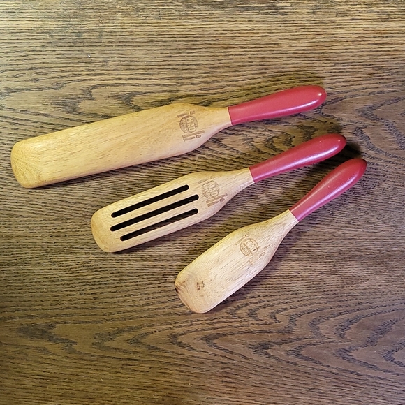 Set of 3 Teak Mad Hungry Kitchen Utensils - Picture 3 of 3
